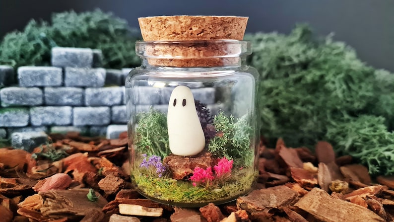 Jarling: Handmade Ghost in a Jar - Glowing Spooky Desk Buddy