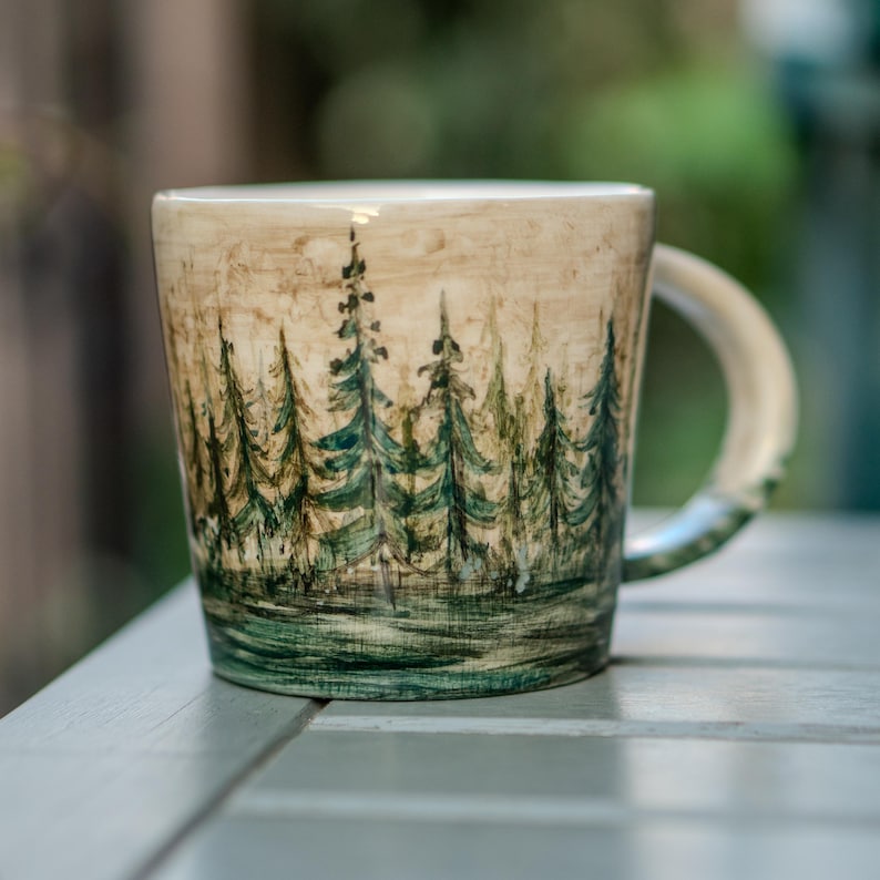Halloween Mug - Halloween Gift, Handmade Ceramic Mug, Handmade Pottery, Haunted Forest Ghosts, Funny Mug
