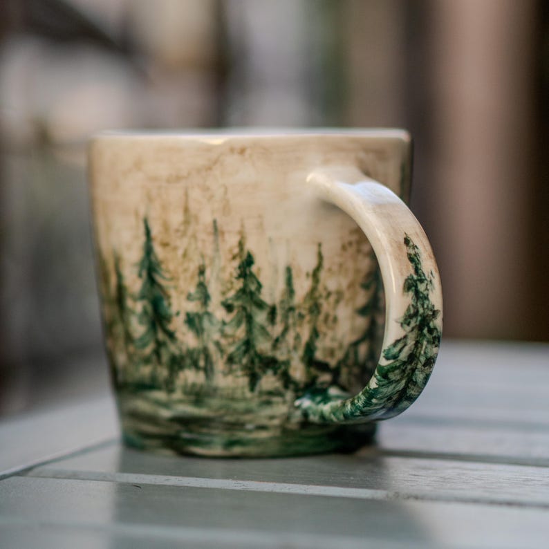 Halloween Mug - Halloween Gift, Handmade Ceramic Mug, Handmade Pottery, Haunted Forest Ghosts, Funny Mug