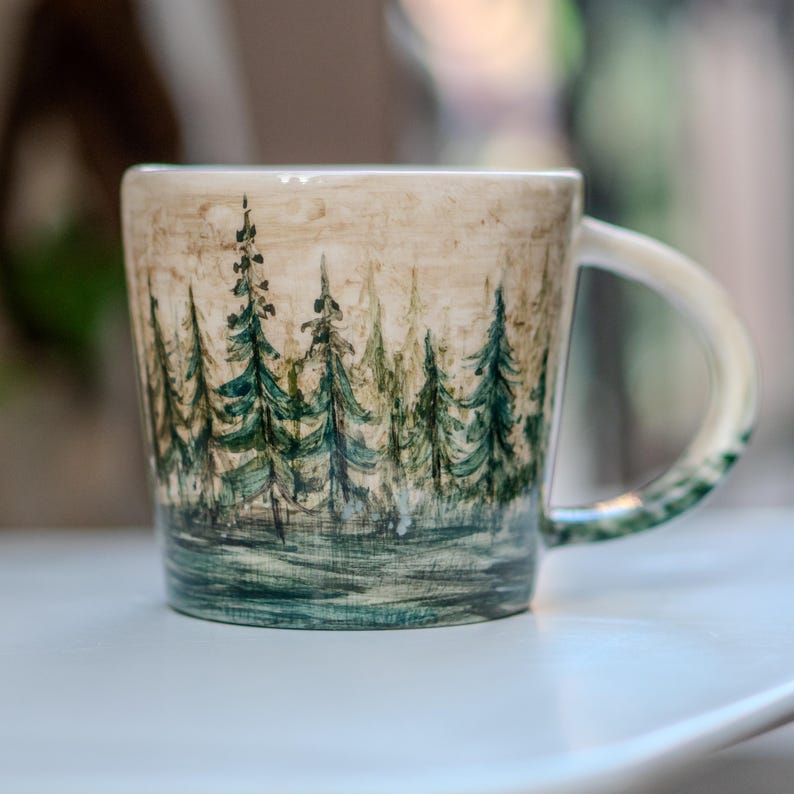Halloween Mug - Halloween Gift, Handmade Ceramic Mug, Handmade Pottery, Haunted Forest Ghosts, Funny Mug