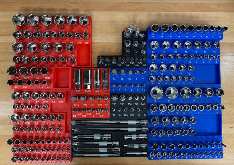 NEW V2 - Quinn 428pc Master Technician Set Socket Organizers – Fits Sockets & Accessories from Harbor Freight Set #58154 | 3D Printed
