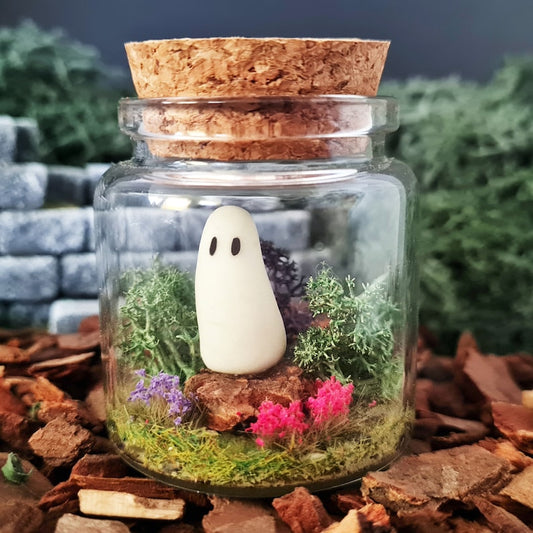 Jarling: Handmade Ghost in a Jar - Glowing Spooky Desk Buddy